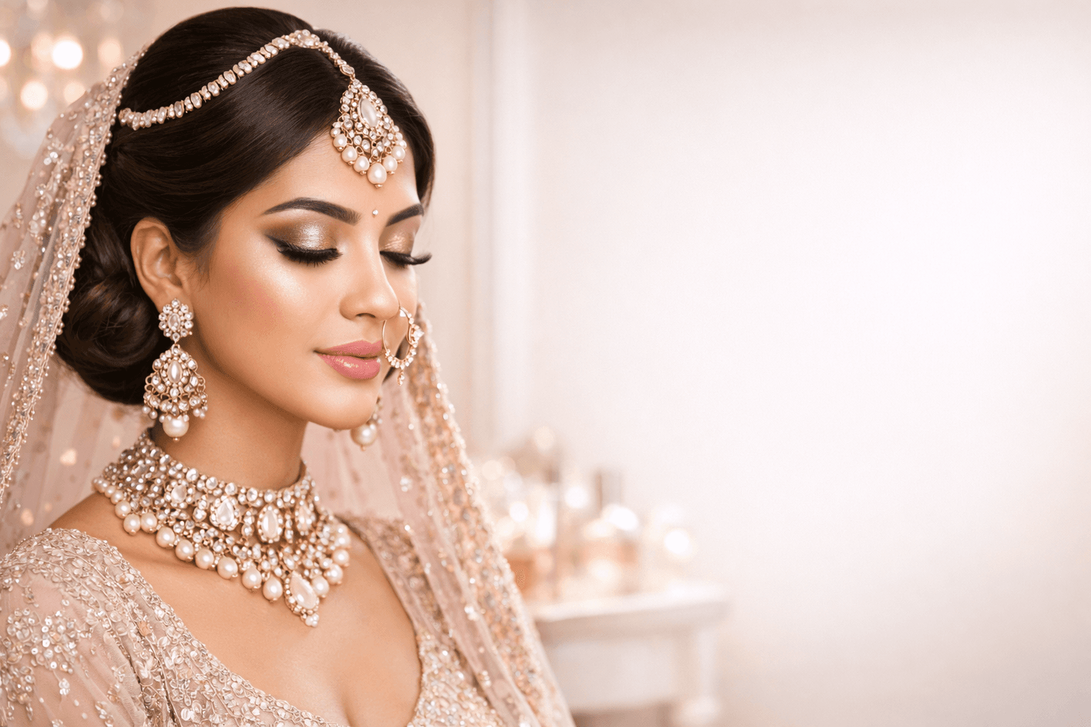 Airbrush Makeup ( Note. Right Side Space For Content ) at Lumina Makeup Studio Faridabad